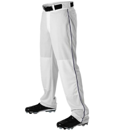 Youth Alleson Athletic Baseball Pants – White with Blue Braid Piping Size M, New - Picture 1 of 12